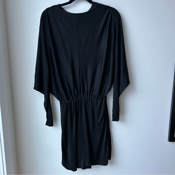 Zara Black Dress Gathered Elastic Waistband - Picture 4 of 5